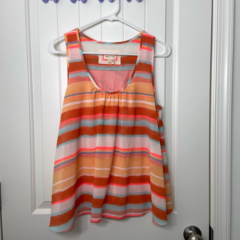 Meadow Rue‎ Anthropologie women’s lined overlay patterned scoop tank top medium